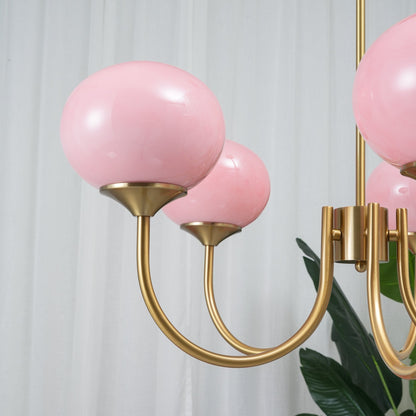 Plafondlamp Glas Roze Goud Retro 3 of 5 Lichts Hanglamp Woonkamer Slaapkamer Eetkamer Luxe