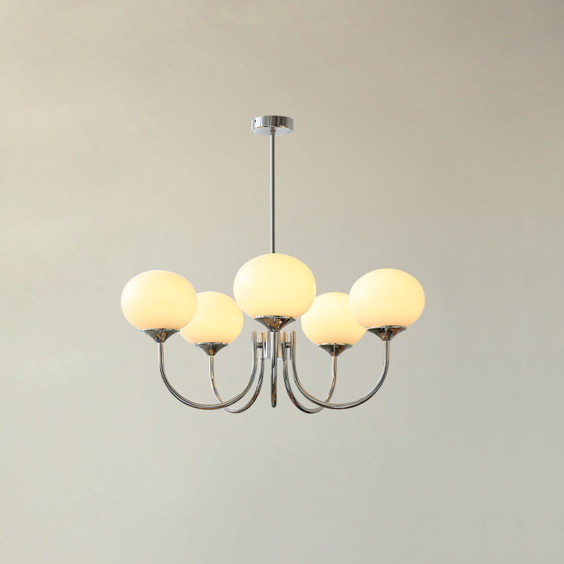 Glazen Kroonluchter Met Roze Witte Of Creme Bollen En Gouden Of Chromen Frame Moderne Design Kroonluchter Met 3 Of 5 Lichtpunten Voor Woonkamer En Eetkamer