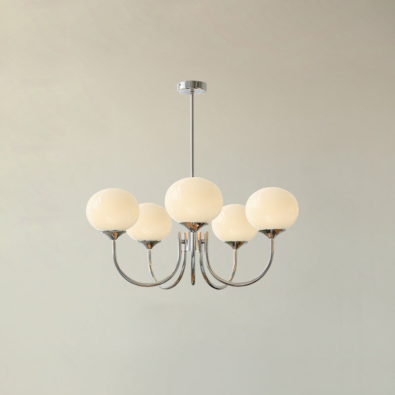 Glazen Kroonluchter Met Roze Witte Of Creme Bollen En Gouden Of Chromen Frame Moderne Design Kroonluchter Met 3 Of 5 Lichtpunten Voor Woonkamer En Eetkamer