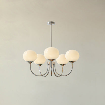 Glazen Kroonluchter Met Roze Witte Of Creme Bollen En Gouden Of Chromen Frame Moderne Design Kroonluchter Met 3 Of 5 Lichtpunten Voor Woonkamer En Eetkamer
