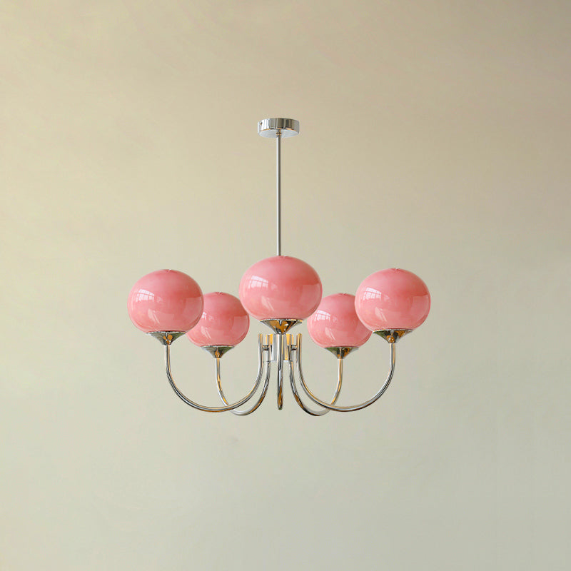 Plafondlamp Glas Roze Goud Retro 3 of 5 Lichts Hanglamp Woonkamer Slaapkamer Eetkamer Luxe