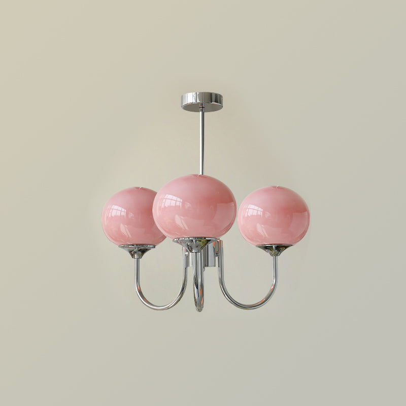 Glazen Kroonluchter Met Roze Witte Of Creme Bollen En Gouden Of Chromen Frame Moderne Design Kroonluchter Met 3 Of 5 Lichtpunten Voor Woonkamer En Eetkamer