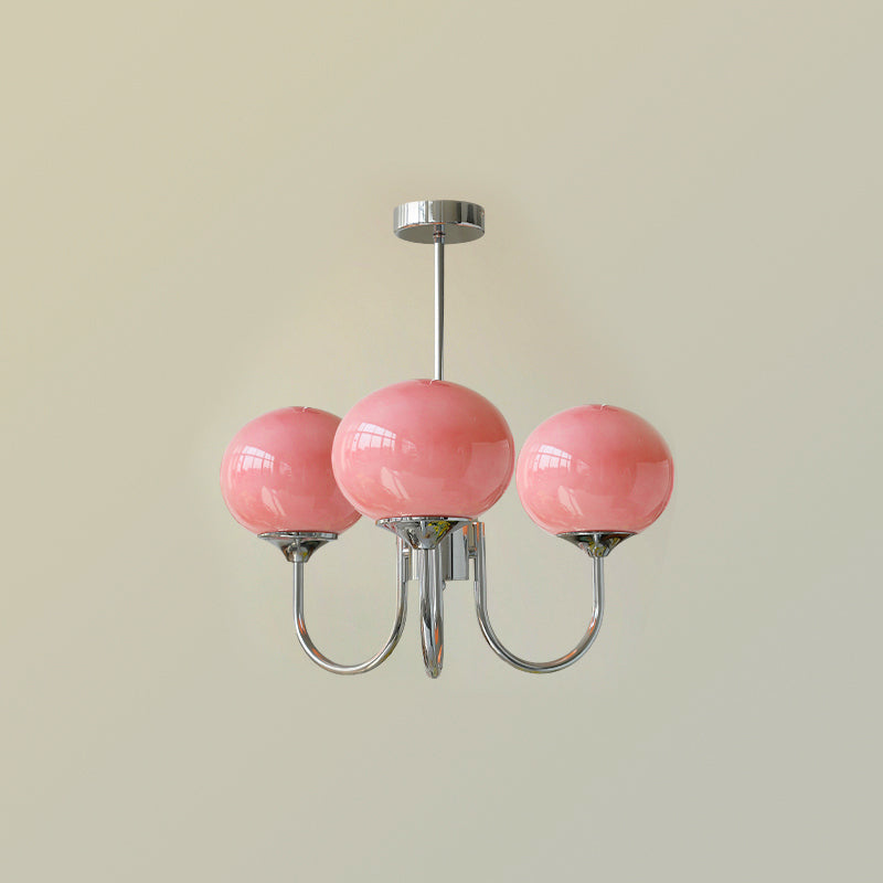 Glazen Kroonluchter Met Roze Witte Of Creme Bollen En Gouden Of Chromen Frame Moderne Design Kroonluchter Met 3 Of 5 Lichtpunten Voor Woonkamer En Eetkamer