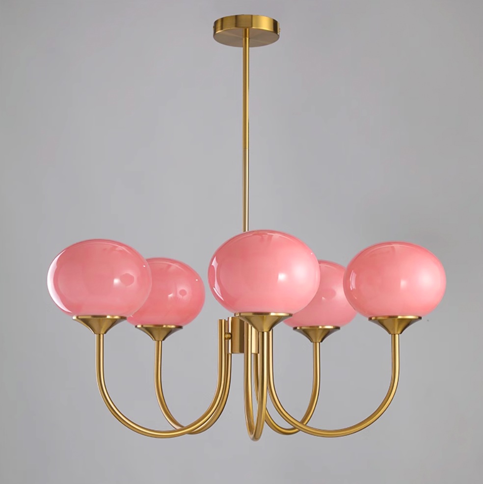 Plafondlamp Glas Roze Goud Retro 3 of 5 Lichts Hanglamp Woonkamer Slaapkamer Eetkamer Luxe