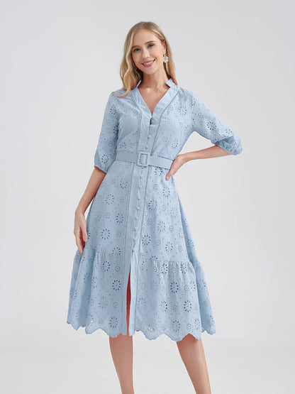 Zomerjurk Lichtblauw Vrolijk Zomerkleding