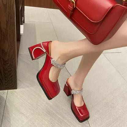 Dames Sandalen met Dikke Hak Elegante Stijl