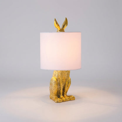 Tafellamp Konijn Goud Resin Linnen Kap E27 50cm Woonkamer Slaapkamer Decoratieve Nachtkastlamp Dierenlamp Sfeerverlichting