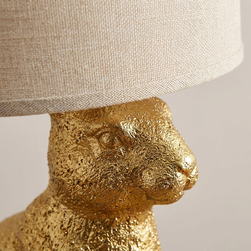 Tafellamp Konijn Goud Resin Linnen Kap E27 50cm Woonkamer Slaapkamer Decoratieve Nachtkastlamp Dierenlamp Sfeerverlichting