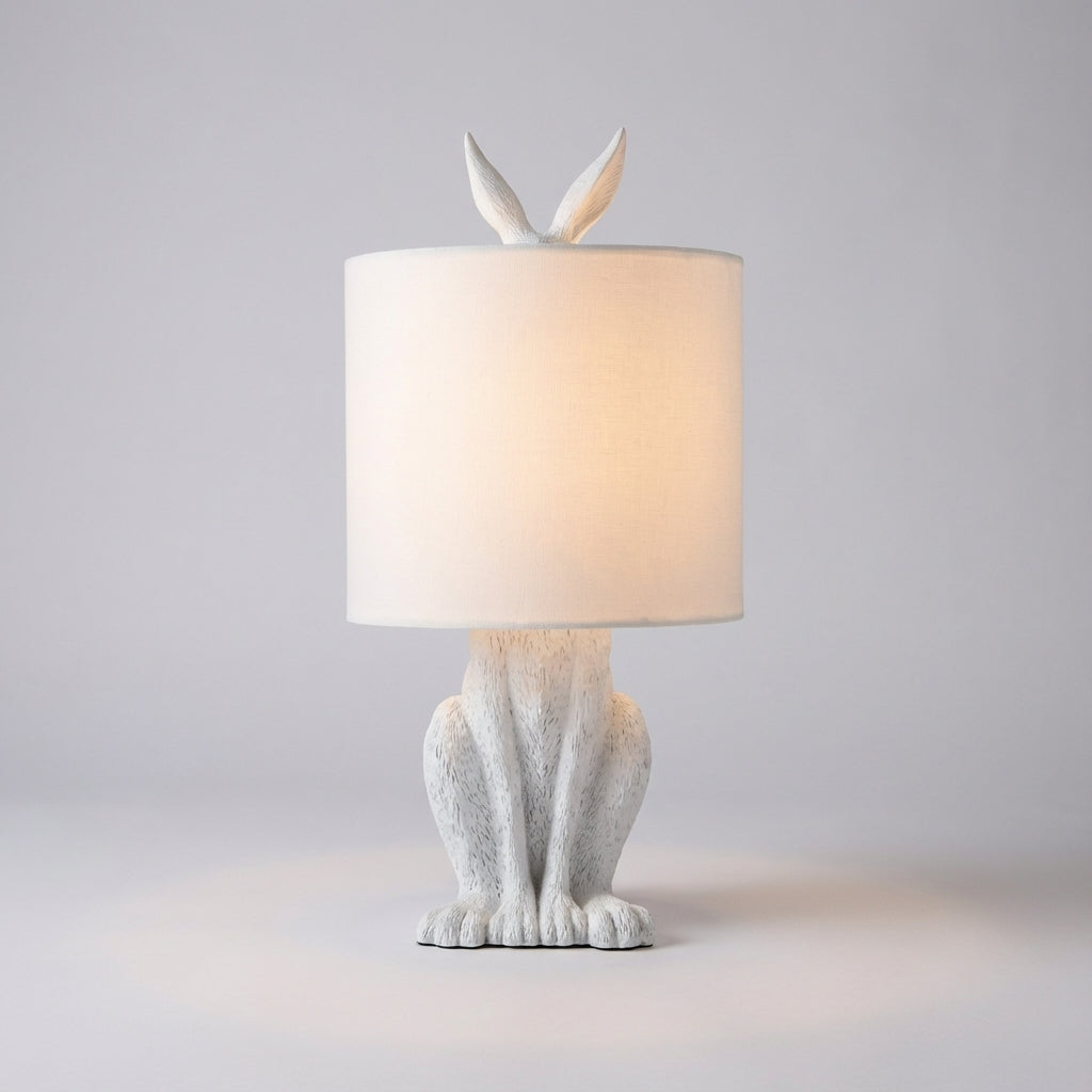 Tafellamp Konijn Goud Resin Linnen Kap E27 50cm Woonkamer Slaapkamer Decoratieve Nachtkastlamp Dierenlamp Sfeerverlichting
