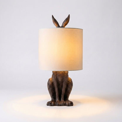 Tafellamp Konijn Goud Resin Linnen Kap E27 50cm Woonkamer Slaapkamer Decoratieve Nachtkastlamp Dierenlamp Sfeerverlichting