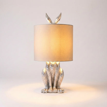 Tafellamp Konijn Goud Resin Linnen Kap E27 50cm Woonkamer Slaapkamer Decoratieve Nachtkastlamp Dierenlamp Sfeerverlichting