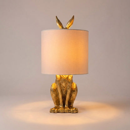 Tafellamp Konijn Goud Resin Linnen Kap E27 50cm Woonkamer Slaapkamer Decoratieve Nachtkastlamp Dierenlamp Sfeerverlichting