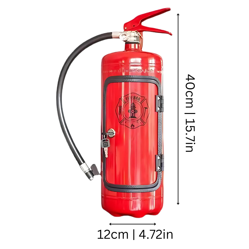 Brandblusser Drankenkast Met Flessenhouder En Glazenrek Handgemaakte Mini Bar Industrieel Woonaccessoire