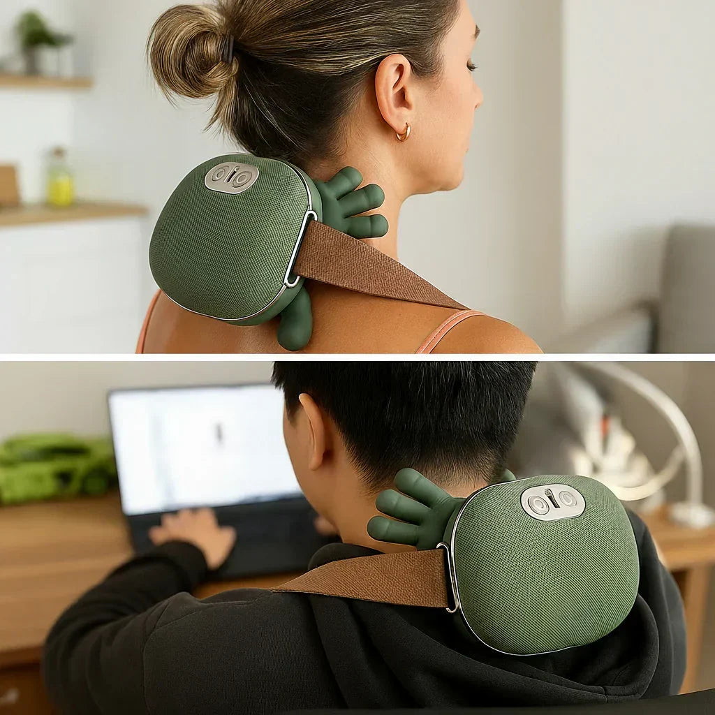 Nekmassageapparaat met Warmte en Vibratie – Draadloze Diepe Weefselmassage voor Nek, Schouders en Rug – Compacte Handheld Massage Trigger Point Shiatsu Elektrisch Ontspanningsmassage