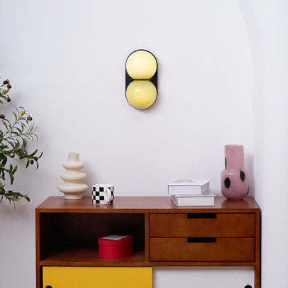 Moderne Dubbele Glazen Wandlamp – Speelse Verlichting met Gekleurde Glazen voor Slaapkamer & Kinderkamer