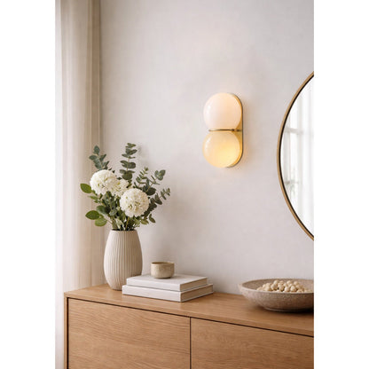 Moderne Dubbele Glazen Wandlamp – Speelse Verlichting met Gekleurde Glazen voor Slaapkamer & Kinderkamer