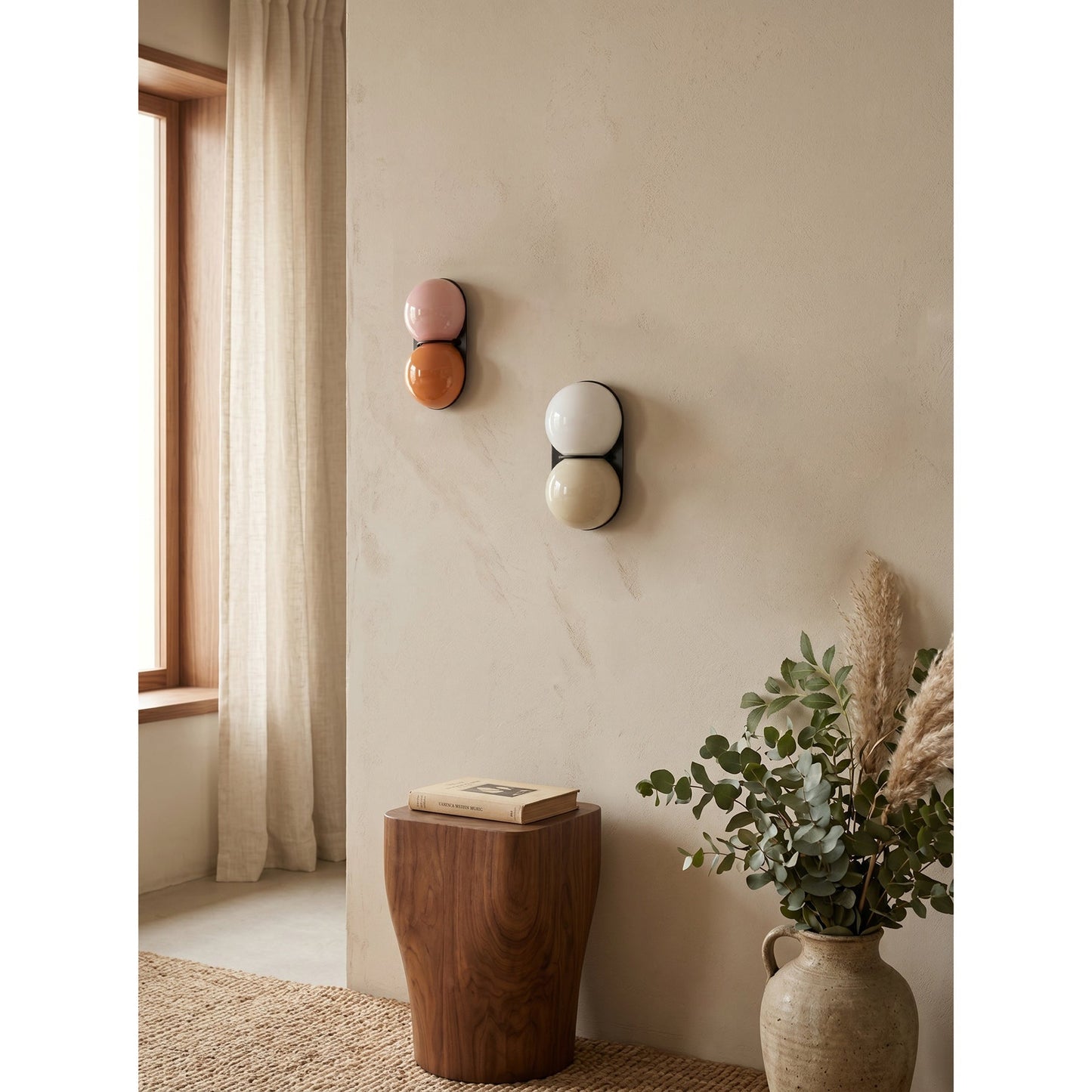 Moderne Dubbele Glazen Wandlamp – Speelse Verlichting met Gekleurde Glazen voor Slaapkamer & Kinderkamer
