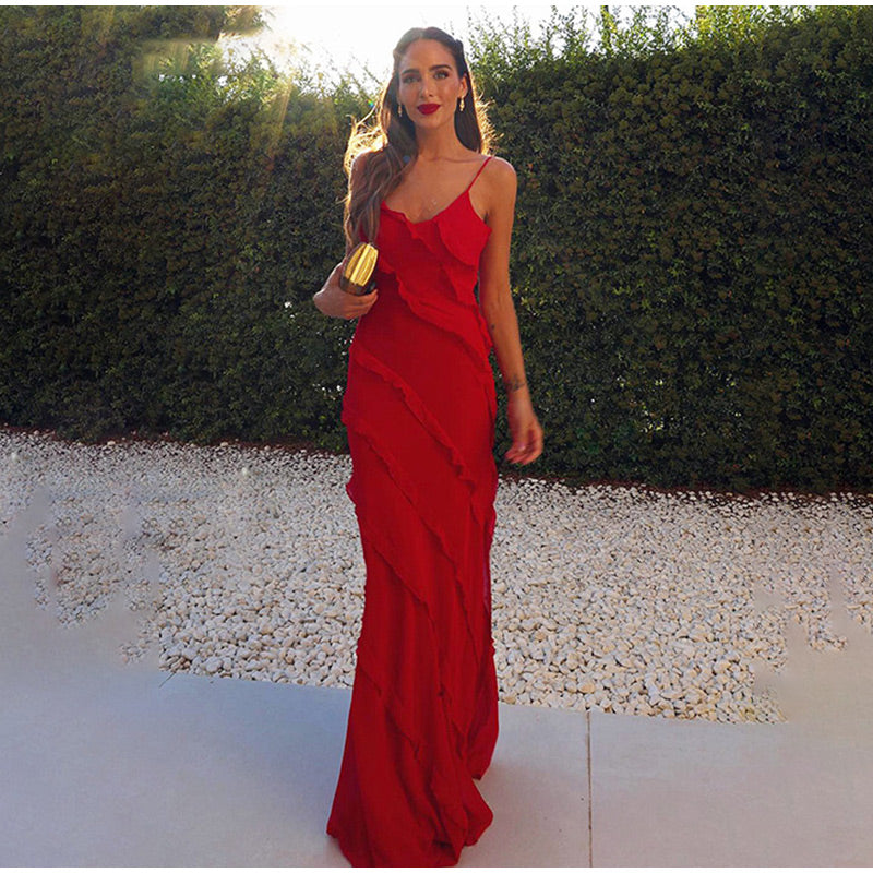 Lange Zomerjurk Vrouw Maxi Ruffles Split Jurk Zomer - StudioMarella