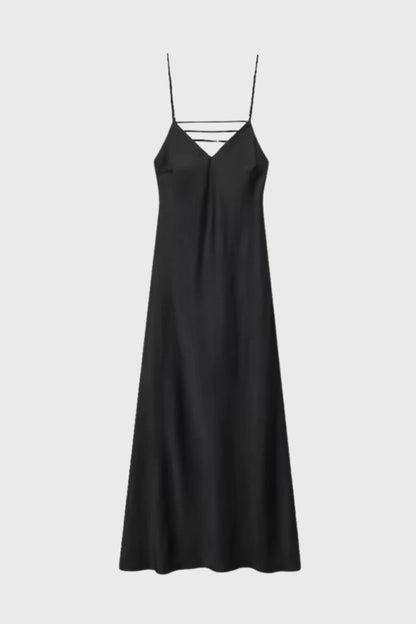 Maxi Jurk Dames Glanzend V Hals Open Rug Jurk - StudioMarella