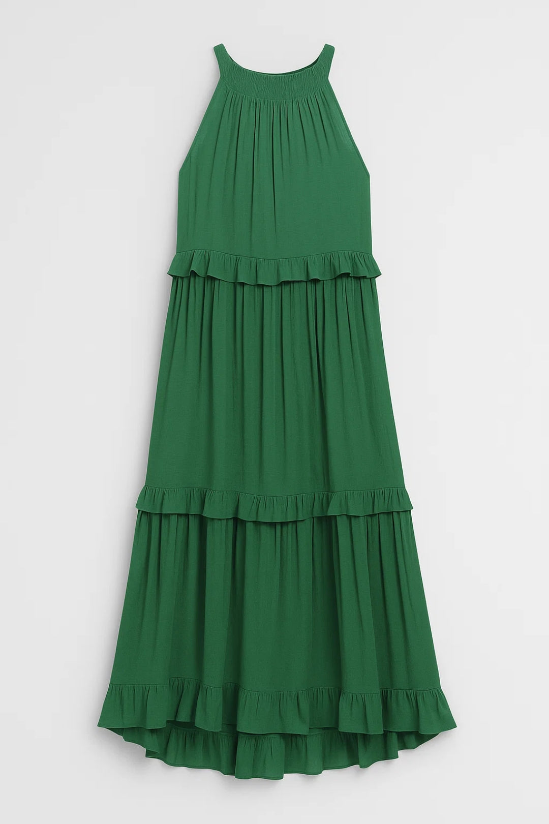 Zomer Maxi Jurk Dames Halternek Ruches Zwart/Wit
