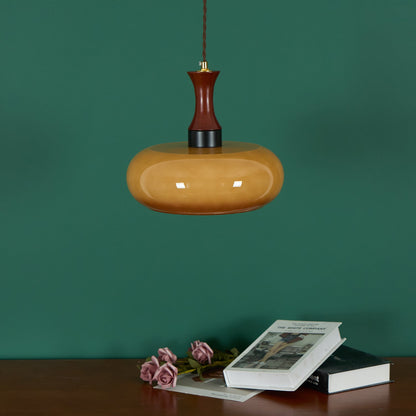 Amber glazen hanglamp – warme sfeerverlichting voor woonkamer en eetkamer