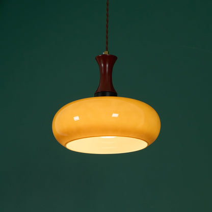Amber glazen hanglamp – warme sfeerverlichting voor woonkamer en eetkamer