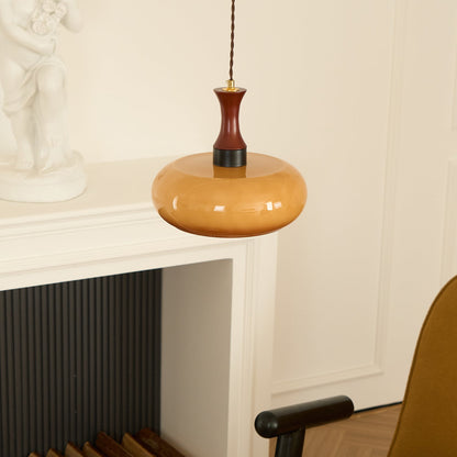 Amber glazen hanglamp – warme sfeerverlichting voor woonkamer en eetkamer
