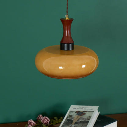 Amber glazen hanglamp – warme sfeerverlichting voor woonkamer en eetkamer