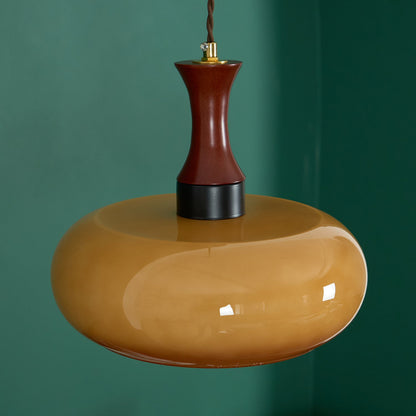 Amber glazen hanglamp – warme sfeerverlichting voor woonkamer en eetkamer
