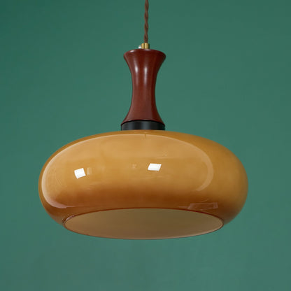 Amber glazen hanglamp – warme sfeerverlichting voor woonkamer en eetkamer