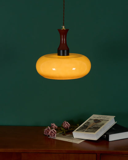 Amber glazen hanglamp – warme sfeerverlichting voor woonkamer en eetkamer