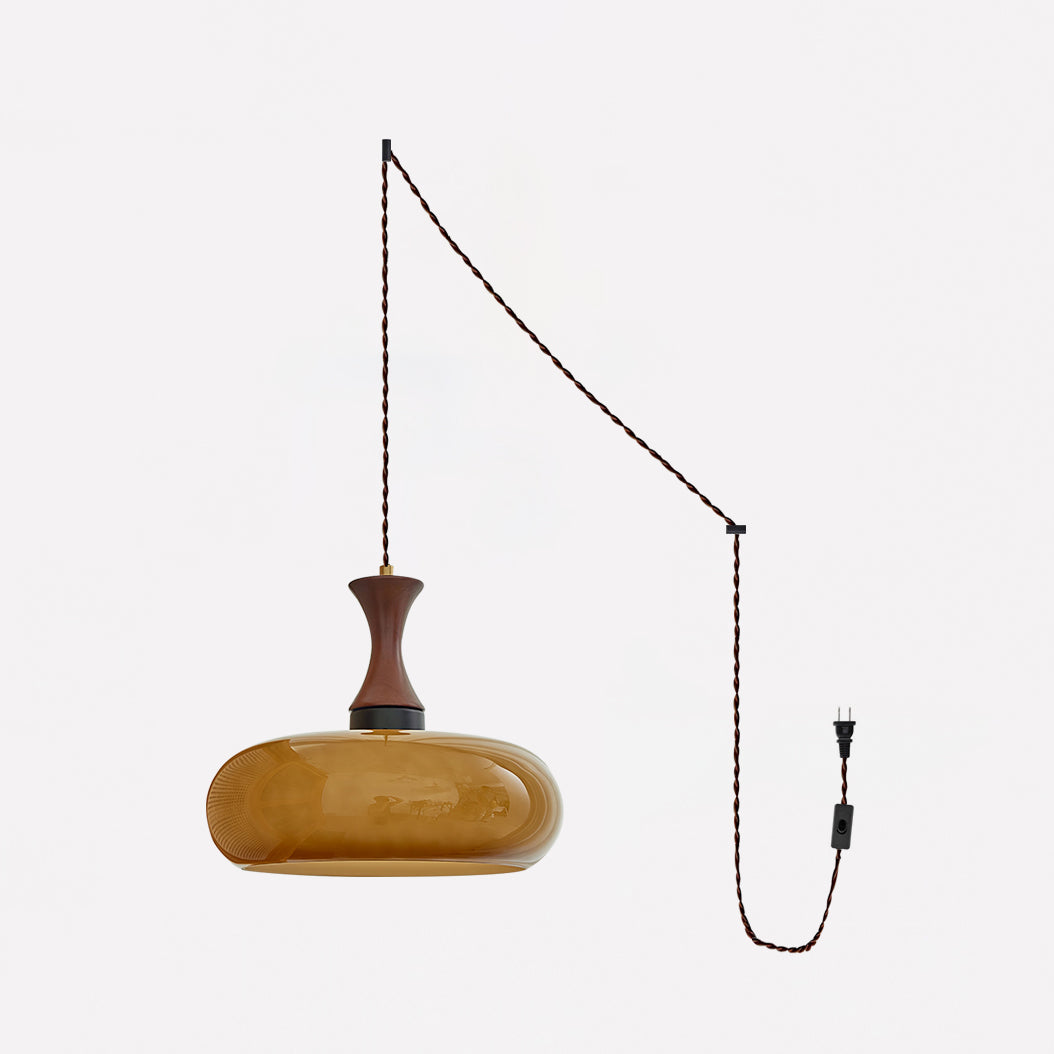 Amber glazen hanglamp – warme sfeerverlichting voor woonkamer en eetkamer