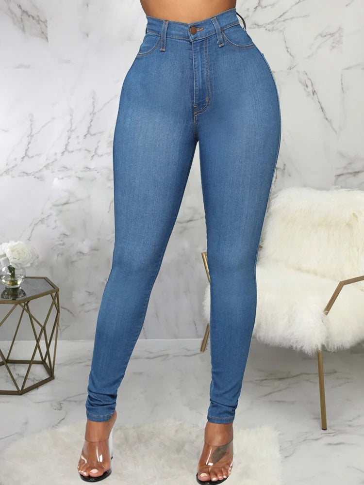 Hoge Taille Jeans Dames Elastisch Comfortabel