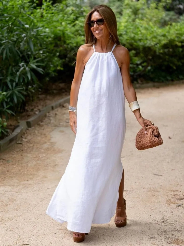 Melinda | Zomerjurk Dames met Halter en Zijsplit 2