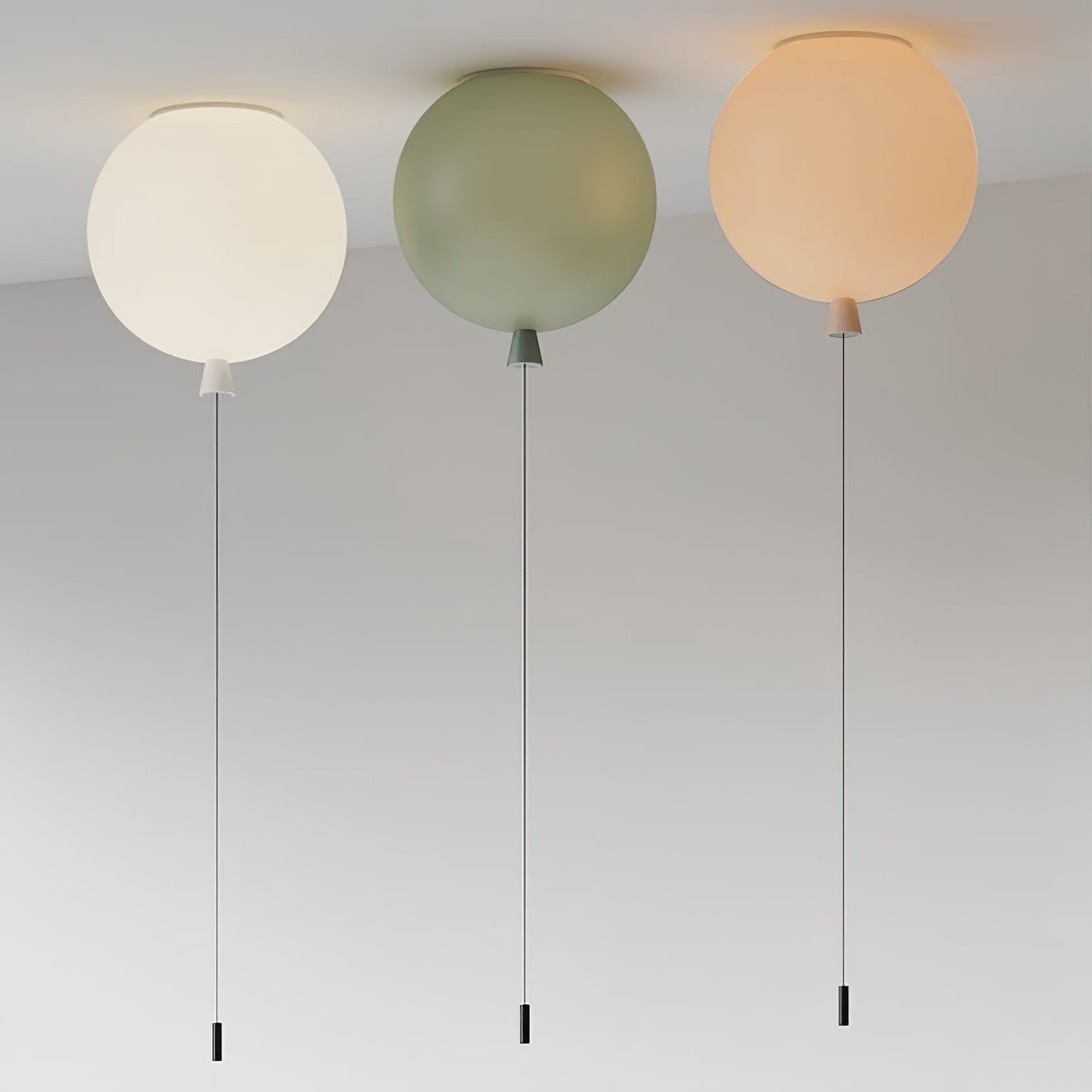 Ballonlamp Plafondlamp Plastic Wit Blauw Roze Oranje Kinderkamer Woonkamer Ø25 Ø30 Ø35cm Hanglamp Speels Trekkoordje