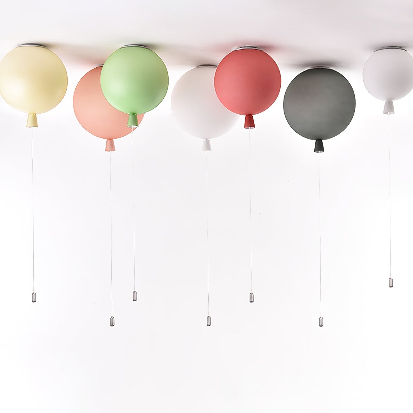 Ballonlamp Plafondlamp Plastic Wit Blauw Roze Oranje Kinderkamer Woonkamer Ø25 Ø30 Ø35cm Hanglamp Speels Trekkoordje