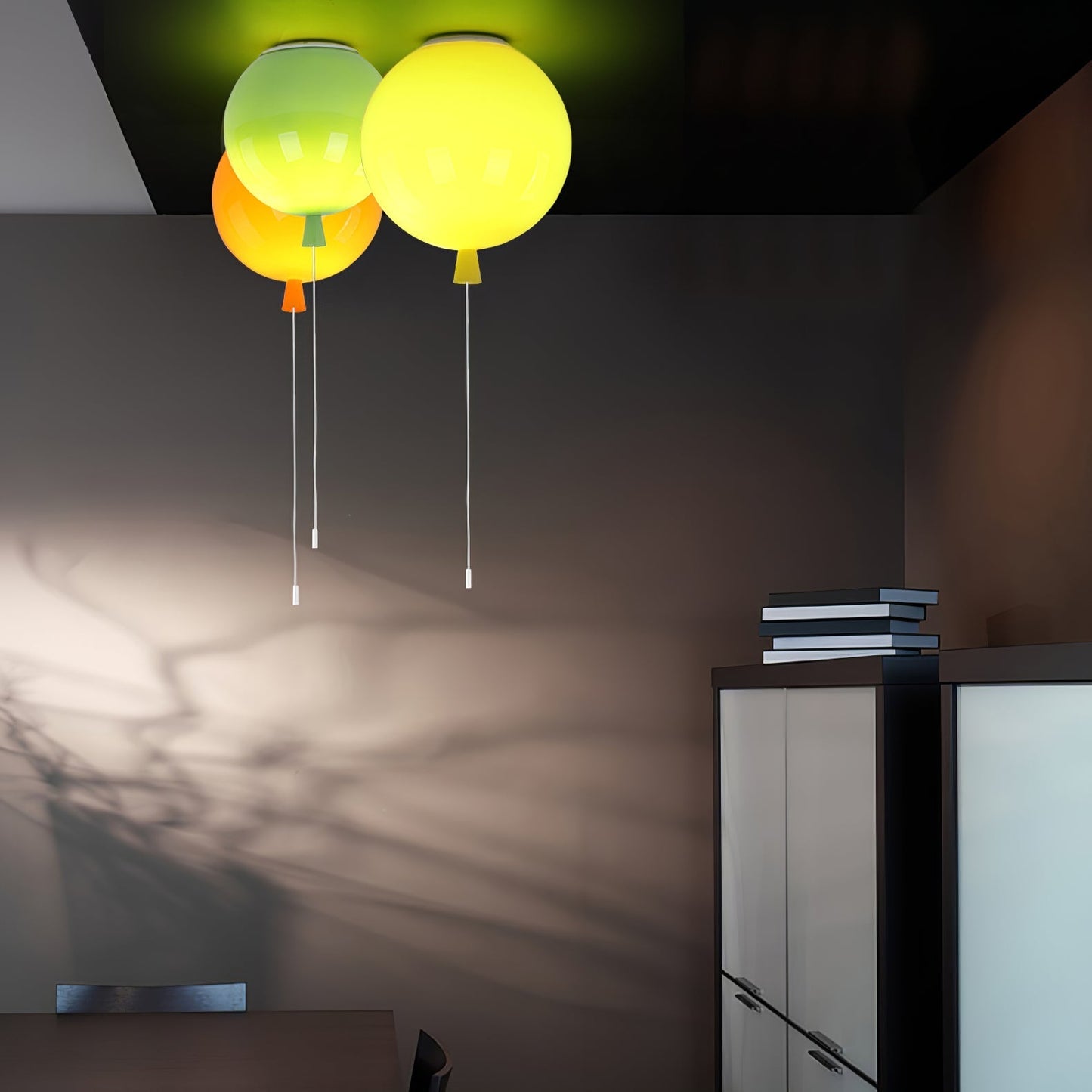Ballonlamp Plafondlamp Plastic Wit Blauw Roze Oranje Kinderkamer Woonkamer Ø25 Ø30 Ø35cm Hanglamp Speels Trekkoordje