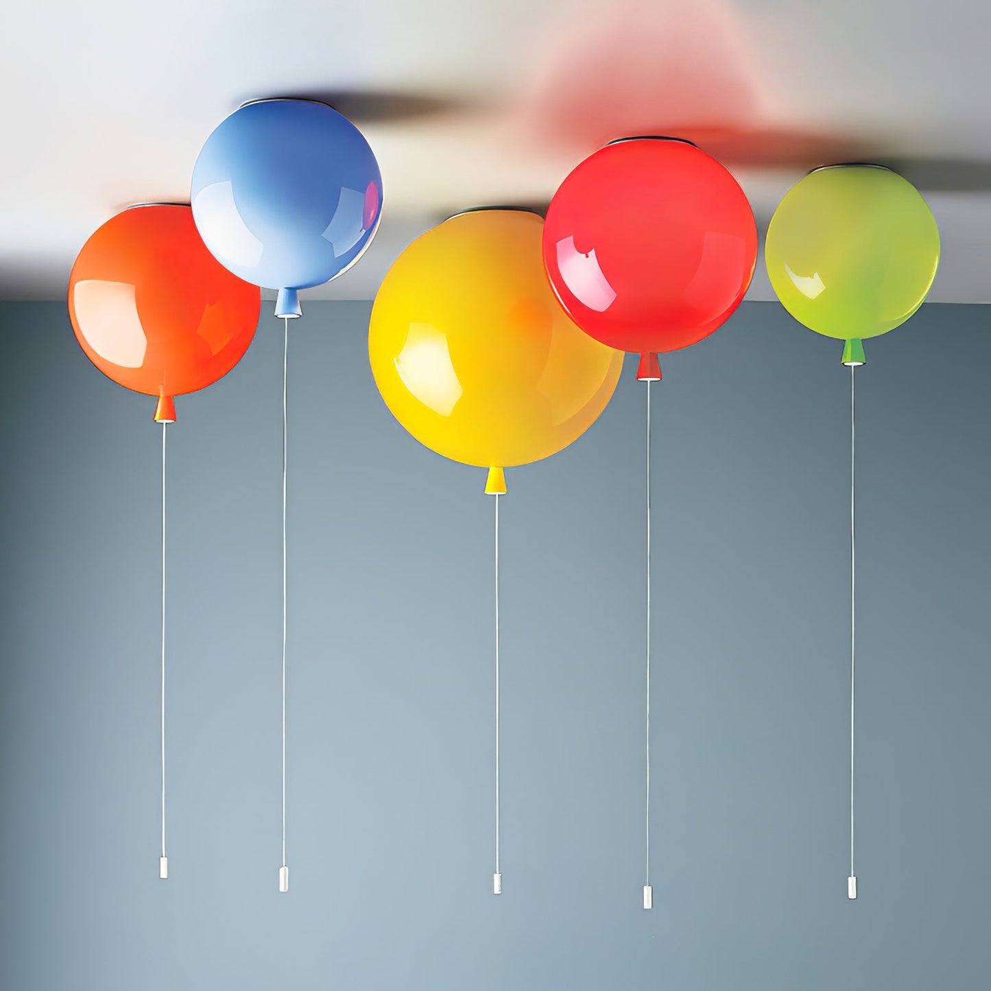 Ballonlamp Plafondlamp Plastic Wit Blauw Roze Oranje Kinderkamer Woonkamer Ø25 Ø30 Ø35cm Hanglamp Speels Trekkoordje