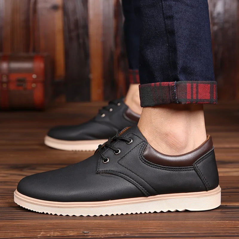 Zwarte Herenschoenen Casual Leer Stijlvol