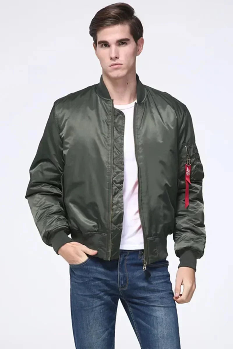 Heren Bomberjack Leer Jacket Klassiek Design