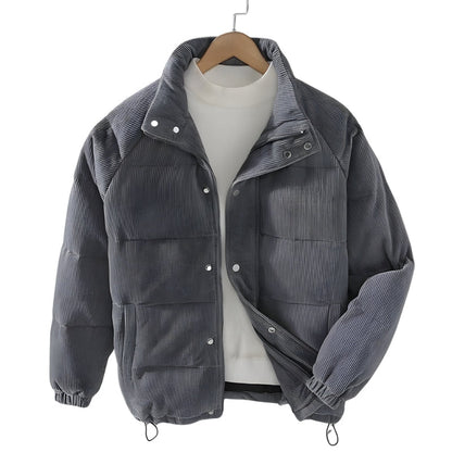 Heren Pufferjas Corduroy Warm Met Hoge Kraag
