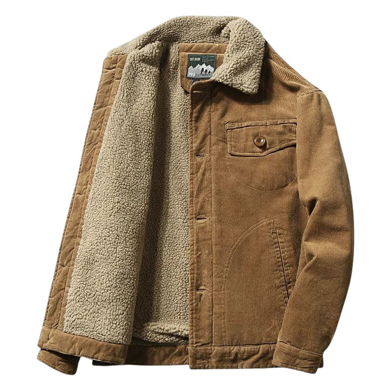 Heren Trucker Jacket Corduroy met Sherpa Binnenvoering