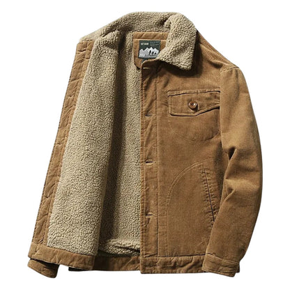 Heren Corduroy Trucker Jas met Sherpa Binnenwerk Warm