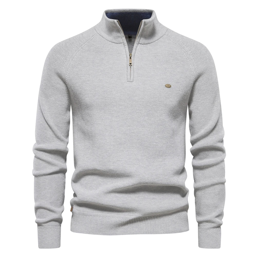 Heren Trui Half Zip Klassiek Gebreid Wolmix - StudioMarella