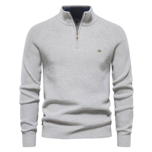 Heren Trui Half Zip Klassiek Gebreid Wolmix - StudioMarella