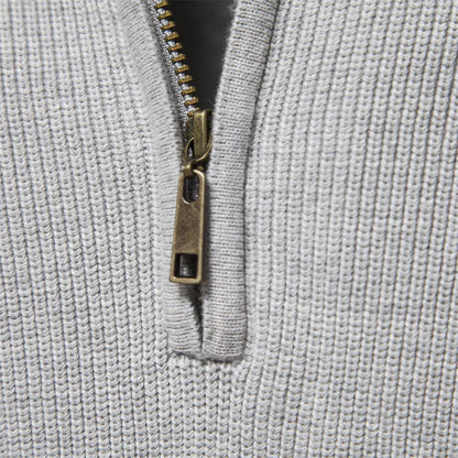 Herentrui Half Zip Klassiek Gebreid Wol Mengsel
