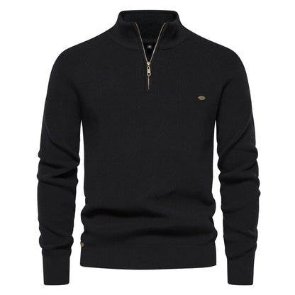 Herentrui Half Zip Klassiek Gebreid Wol Mengsel