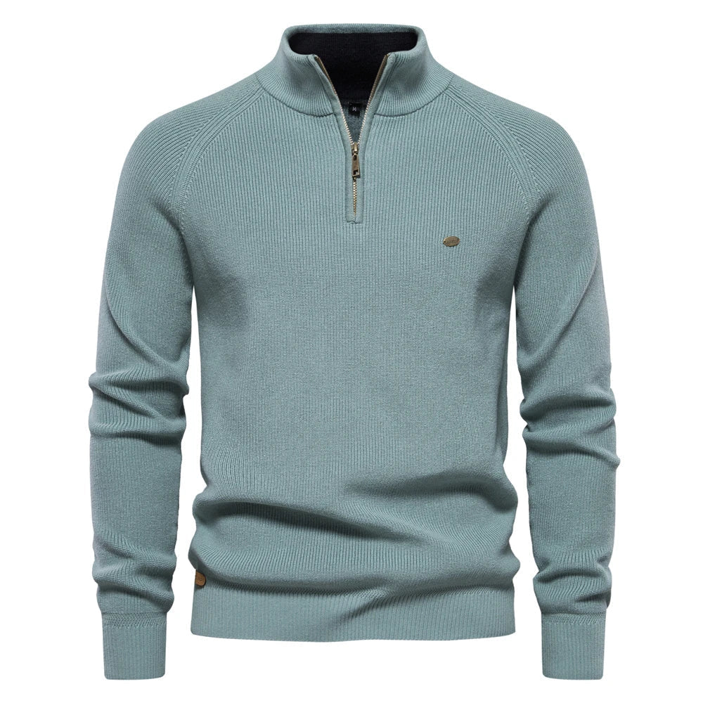Heren Trui Half Zip Klassiek Gebreid Wolmix