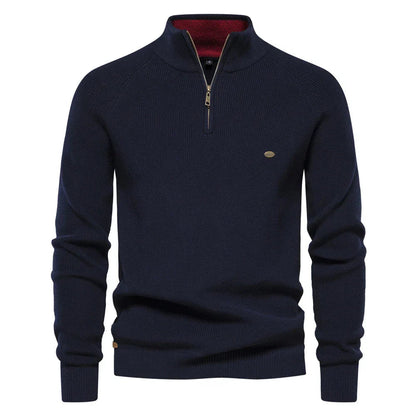 Heren Trui Half Zip Klassiek Gebreid Wolmix