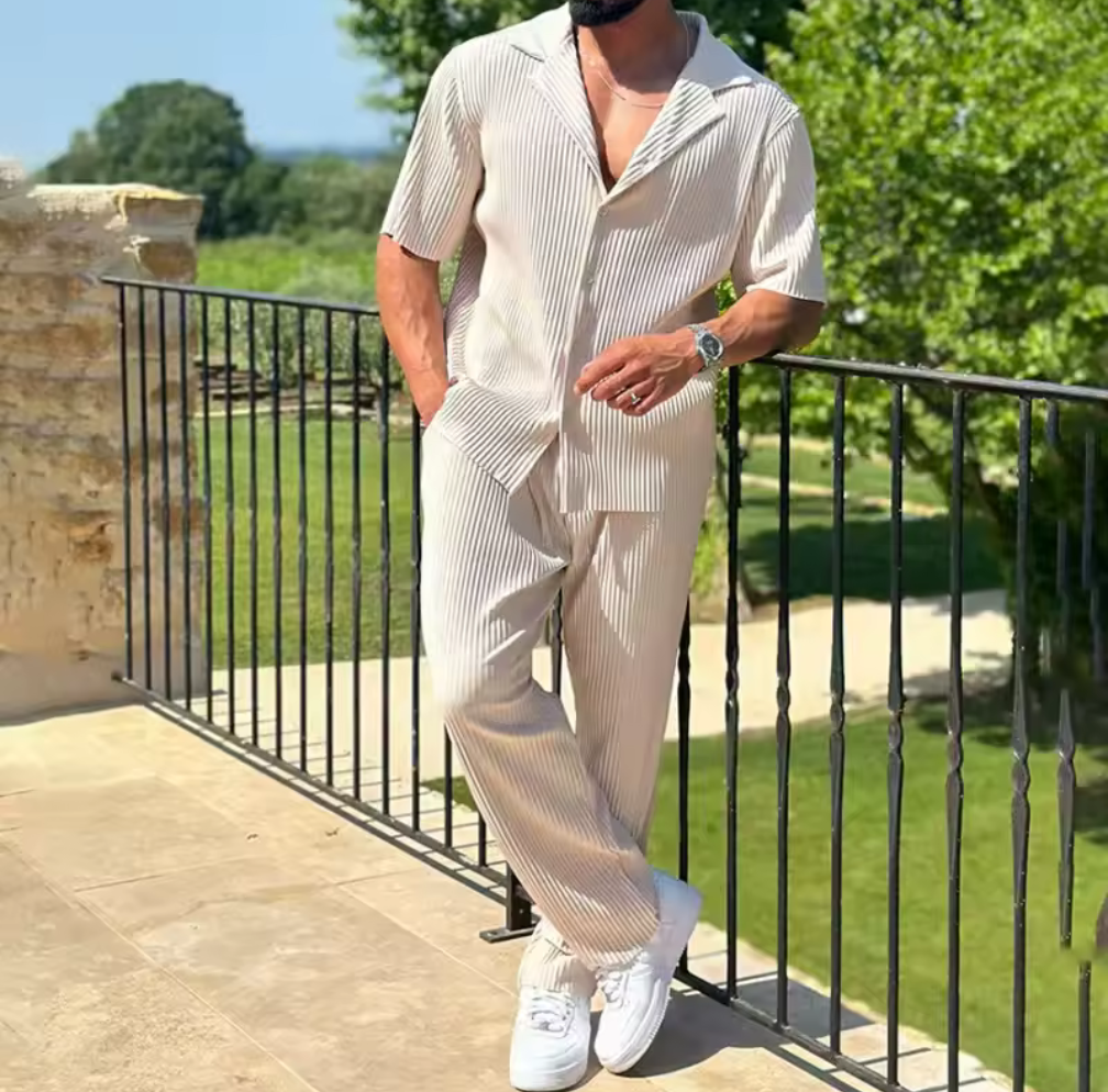 Heren Zomeroutfit - Luchtige 2-Delige Set Overhemd en Broek - StudioMarella